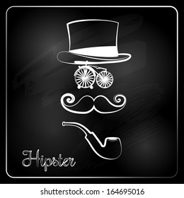 Chalk hipster illustration with hipster elements