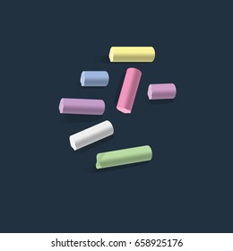 Chalk icon in flat style isolated vector illustration on blue transparent background. Colored chalk vector. 