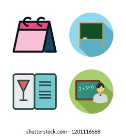 chalk icon set. vector set about menu, teacher, blackboard and weekly calendar icons set.