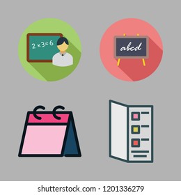 chalk icon set. vector set about weekly calendar, teacher, menu and blackboard icons set.