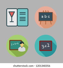 chalk icon set. vector set about teacher, menu and blackboard icons set.