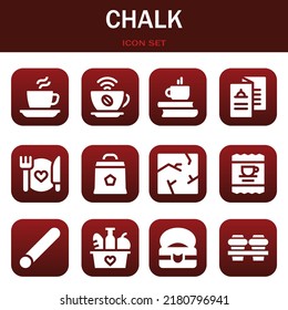chalk icon set. Vector  illustrations related with Coffee, Coffee and Coffee