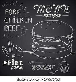 Chalk illustration of Menu Burger