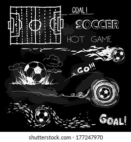 Chalk Illustration of soccer ball and elements