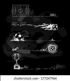 Chalk Illustration of soccer game elements