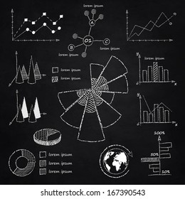 Chalk infographic diagrams isolated vector illustration