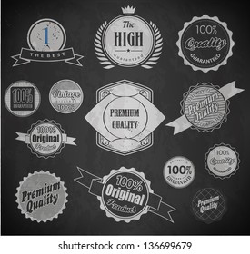 Chalk label of drawing with chalk on blackboard