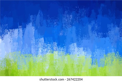 Chalk landscape brush strokes background. Vector version