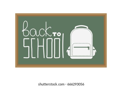 Chalk lettering back to school with pink bag school on board school