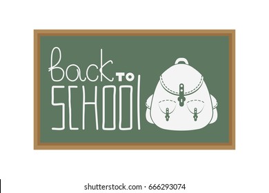 Chalk lettering back to school with pink bag school on board school