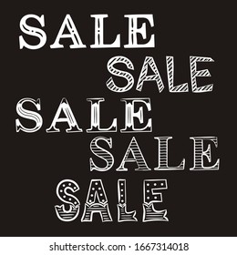 Chalk Lettering words Sale in different styles. Vector lettering for the design of discount banners, flyers, shop windows or postcards.