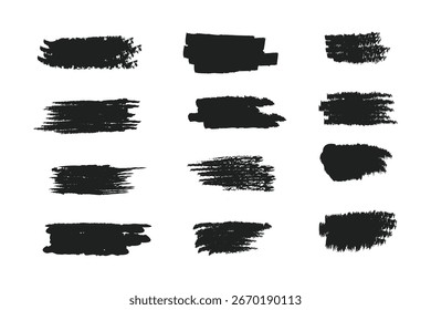Líneas de tiza, trazos de carbón resaltan el conjunto de doodle. Subrayado de lápiz, tiras de crayón para niños, línea de pincel en estilo boceto. Textura grunge. Ilustración vectorial dibujada a mano aislada en blanco