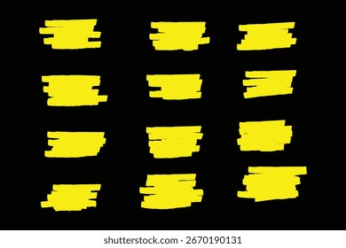 Chalk lines, charcoal highlight strokes doodle set. Pencil underlines, kids crayon strips, brush line in sketch style. Grunge texture. Hand drawn vector illustration isolated on white
