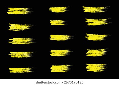 Chalk lines, charcoal highlight strokes doodle set. Pencil underlines, kids crayon strips, brush line in sketch style. Grunge texture. Hand drawn vector illustration isolated on white