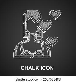 Chalk Love yourself icon isolated on black background. Self love. Self care and happiness.  Vector