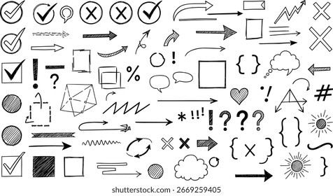 tiza, marca, flecha, pregunta, pizarra, línea, ícono, garabato, viñeta, crayones, cera, tabla, garrapata, dibujado, cuadro, textura, marca, mano, cita, Vector, subrayado, fondo, burbuja, cruz, más