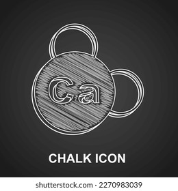 Chalk Mineral Ca Calcium icon isolated on black background. Mineral vitamin complex with a chemical formula.  Vector