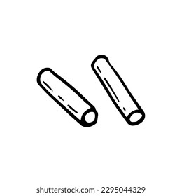 Chalk for notes doodle. Stationery chalk for writing on school board. Hand drawn vector line art illustration.