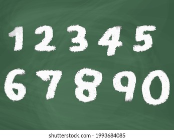 Chalk Numbers on Blackboard. Vector illustration.
