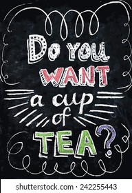 Chalk on board. Chalk lettering. Vector illustration.