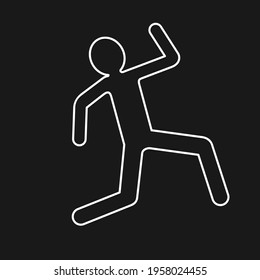 Chalk outline on black of murder victim for crime scene concept in vector icon