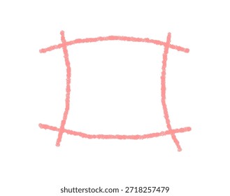 Der Rahmen des Rechtecks Kreidekontur bildet ein rosafarbenes Textfeld mit grobem Skizzenrand. Vorlage für Text- und Bannergrafik, dieser Hintergrund passt zu Nachrichten- oder Notizkonzepten in einem kreativen Stil.