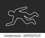 Chalk outlined murder victim illustration. Dead body silhouette. Criminology Police Crime Investigation Scene. Vector illustration