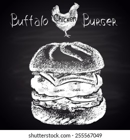 Chalk Painted Buffalo Chicken Burger Menu.