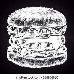  Chalk painted classic cheeseburger.