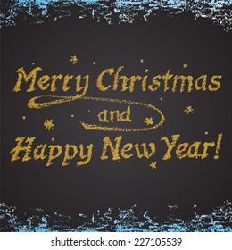 Chalk painted colorful New Year card. Happy New Year theme.