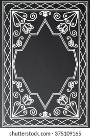 Chalk painted frame on black background. Vector illustration. Business concept with black chalkboard and copy space.