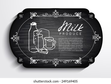 Chalk painted illustration with milk and cookie.