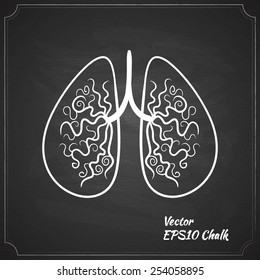 chalk painted lungs on the chalkboard vector illustration