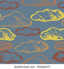 Chalk painted seamless pattern with clouds.