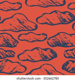 Chalk painted seamless pattern with clouds.
