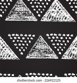 Chalk painted seamless pattern with monochrome geometric figures.
