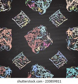 Chalk painted seamless pattern with pastel abstract squares. Banner design.