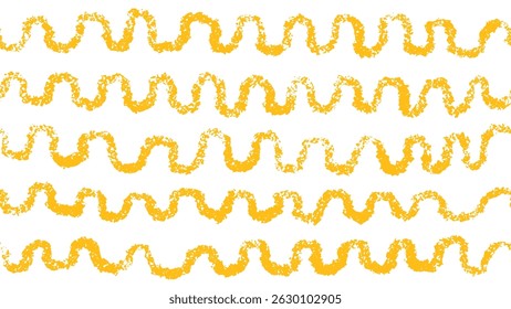 Chalk pasta, crayon wavy line, horizontal sun pattern. Hand drawing seamless background. Vector texture print. Kitchen decor. Childish pencil texture. Art vintage decor