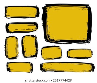 Chalk pencil speech bubbles doodle set. Crayon communication frames, comic talk balloons in sketch style with grunge texture. Hand-drawn vector illustration isolated on black background. 