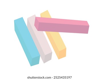 Chalk pieces flat style vector illustration. Colorful crayons flat clipart