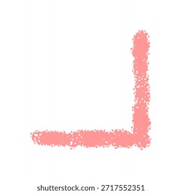 El elemento de boceto de borde de esquina rosa tiza crea un marco en negrita. Icono con adorno y acento de fuente, este trazo único agrega estilo de mano como elemento decorativo en composiciones modernas.