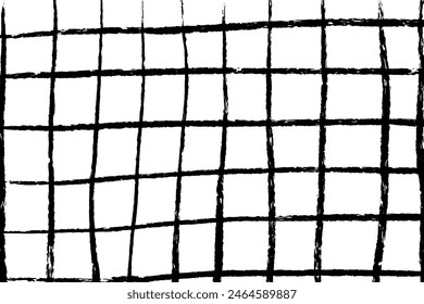 Chalk plaid square pattern in doodle style. Retro line art with black chalk plaid square on white background. Textile design texture. Fabric wallpaper print texture.