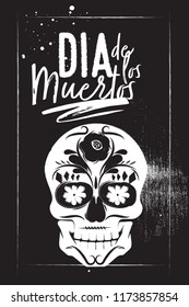 Chalk Poster with Charcoal Skull  to the day of the dead in Mexico