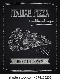 Chalk poster with pizza slice