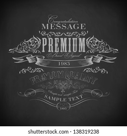 Chalk  premium typography, calligraphic design elements, page decoration and labels of drawing with chalk on blackboard/ vector illustration