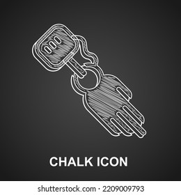 Icono de la mano de la prótesis de charla aislado en fondo negro. Concepto futurista de brazo biónico, mano mecánica robótica.  Vector