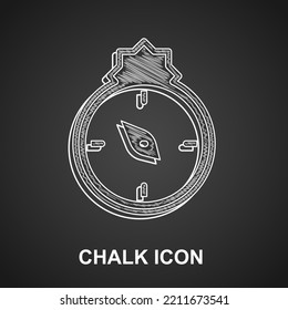 Chalk Qibla icon isolated on black background. Qibla Islamic Arab term used for the direction for offering a prayer, which is Kaaba in Mecca.  Vector