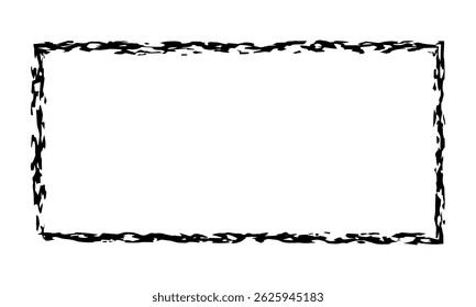 Chalk rectangular shape frame. Hand drawn vector textured chalk geometric grunge design element