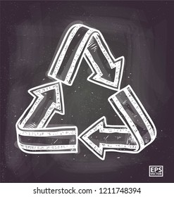 chalk recycle icon isolated