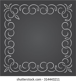 Chalk retro graphic line elements, dividers and monogram frame on a blackboard, Part 3